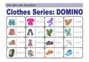 English Worksheet: Practice of Clothes Vocabulary: Domino (1 of 4)