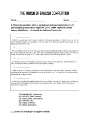 English Worksheet: English competition for Junior High School students