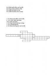 English Worksheet: crossword on bugs