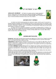 English Worksheet: ST. PATRICKS DAY - reading and listening