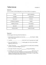 English Worksheet: Television