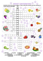 FRUIT CROSSWORD with secret message!