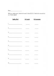 English worksheet: Spelling Practice Worksheet