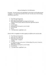 English Worksheet: Summer Reading Activity
