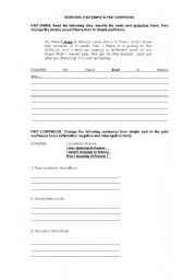 English Worksheet: EXERCISES PAST SIMPLE & PAST CONTINUOUS
