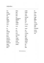 English Worksheet: List of useful adjectives