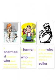 English Worksheet: Jobs and Relative Clauses Memory Game 5. 