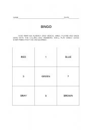 English Worksheet: Bingo