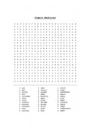 English Worksheet: Wordsearch: Simple Machines