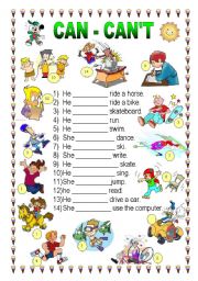 English Worksheet: CAN - CAN´T 