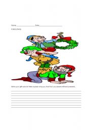 English Worksheet: Holiday wish list writing 