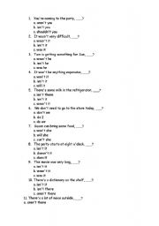 English worksheet: tag questions