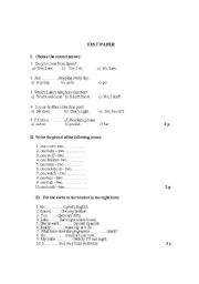 English Worksheet: Placement Test 