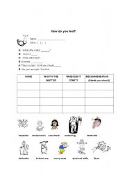 English worksheet: How do you feel? 
