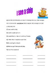 English worksheet: I see a ship