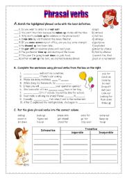 English Worksheet: phrasal verbs