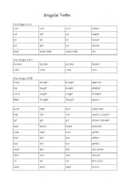 English worksheet: Irregular verbs