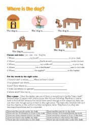 English Worksheet: Where is the dog?