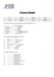 English worksheet: present simple