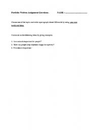 English Worksheet: portfolio writing assignment