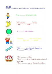 English worksheet: To Be - completing sentences