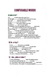 English Worksheet: Confusable words