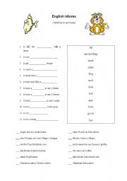 English Worksheet: English idioms related to animals