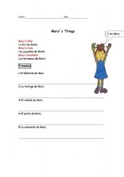 English worksheet: Marys things