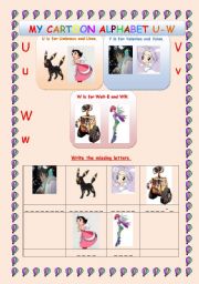 English Worksheet: ALPHABET: CARTOON ALPHABET BOOK U-W