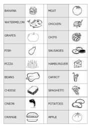 English Worksheet: Colouring food domino