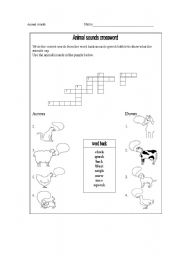 English Worksheet: Animal sounds crossword