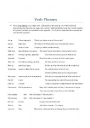 English worksheet: Verb Phrases - Instructional Page-A