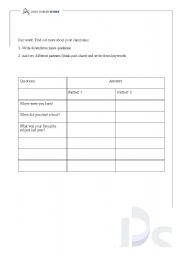 English Worksheet: get to know