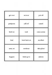 English Worksheet: Phrasal Verbs - Cards to be used in Phrasal Verbs Bingo game