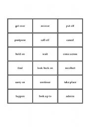 English worksheet: Phrasal Verbs - Cards to be used in Phrasal Verbs Bingo game