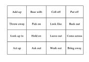 English Worksheet: Verb Phrase Bingo Cards - Verb Phrases Portion - C