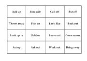 English worksheet: Verb Phrase Bingo Cards - Verb Phrases Portion - C