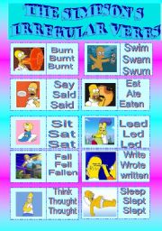 English Worksheet: The Simpsons Irregular Verbs. Part 1