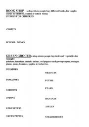 English worksheet: SHOPS    BOOK SHOP AND GREEN GROCER set 2