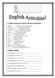 English Worksheet: Simple present activities