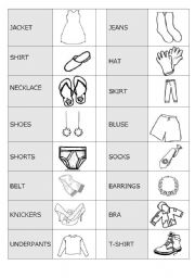 English Worksheet: Colouring clothes domino