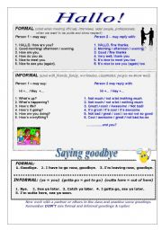 English Worksheet: Hallo and Goodbye