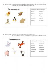 English worksheet: group work have got + animals