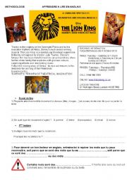 English Worksheet: Reading : the Lion King