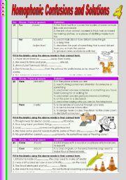 English Worksheet: Homophonic Confusions and Solutions 4