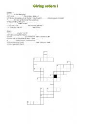 English Worksheet: crosswords : giving orders