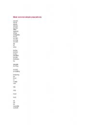 English Worksheet: Most Common Prepositions