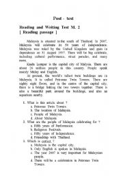 English worksheet: reading