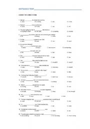 English Worksheet: Entrance test