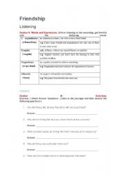 English Worksheet: Friendship